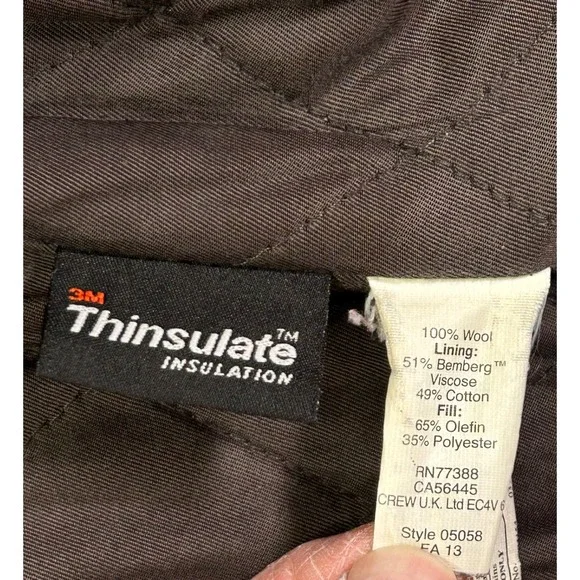 WALLACE‎ BARNES Men's Small Wool Navy Blue Metal Snap Jacket Quilt Liner J. Crew - Picture 7 of 8